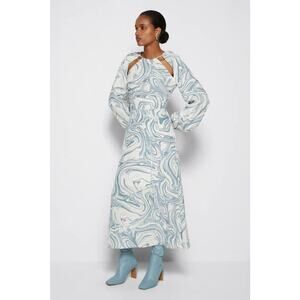 NWD Jonathan Simkhai Mellie Marble Print Midi Dress Size S Missing Belt #1A451